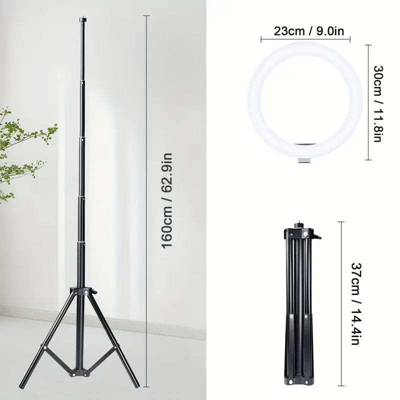 LED Ring light 10 Inch \ 26 cm With 7.5ft Metal Tripod Stand And Mobile Phone Holder Black LED Ring light 10 Inch \ 26 cm With 7.5ft Metal Tripod Stand And Mobile Phone Holder Black
